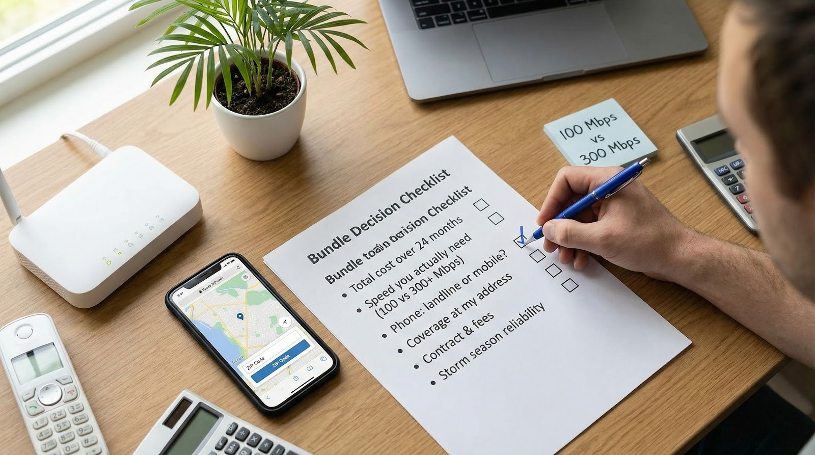 A clear, photo-realistic scene summarizing price-per-Mbps and speed-matching decisions will help readers internalize the comparison framework laid out in this section.
