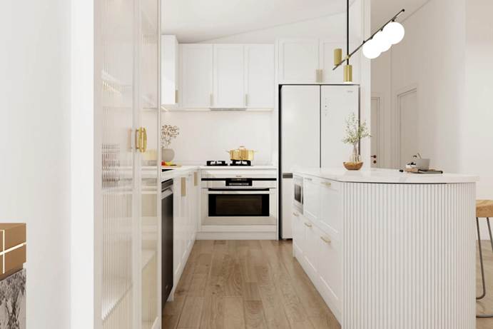 Glossy White kitchen cabinetry