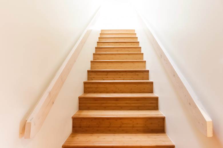 Indoor wood stairs leading up